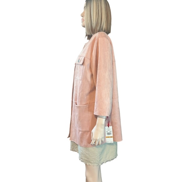Ruby Rd. Duster Coat Jacket Open Front Pale Pink Bracelet Sleeve Four Pockets - Picture 6 of 14
